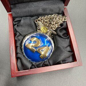 Jeff Gordon #24 Nascar Pocket Watch Wooden Case W/ Crossed Flags Design